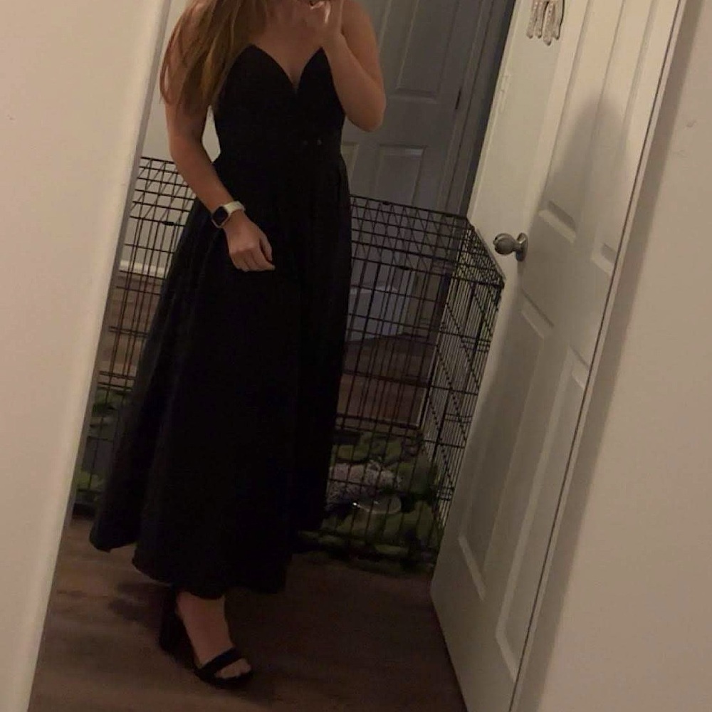 Black Tea Length Formal Dresss